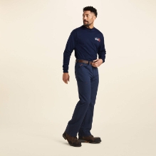 Ariat Mens FR M4 Relaxed Crossfire Straight Pant - Navy FR,fire,flame,resistant,retardant,men,boy,mens,boys,pant,pants,jean,jeans,work,blue,denim