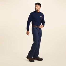 Ariat Mens FR M4 Relaxed Crossfire Straight Pant - Navy