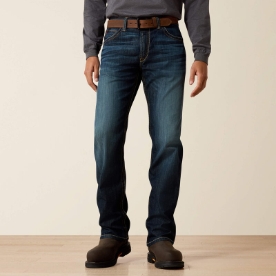 Ariat Mens FR M4 Relaxed Stretch DuraLight Basic Boot Cut Jean - Lassen Blue