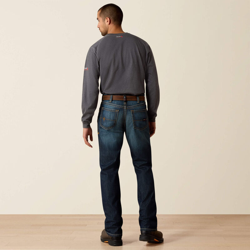 Ariat Mens FR M4 Relaxed Stretch DuraLight Basic Boot Cut Jean - Lassen Blue - 10023466-