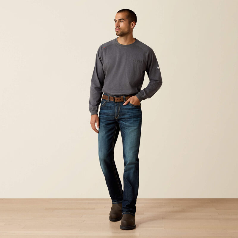 Ariat Mens FR M4 Relaxed Stretch DuraLight Basic Boot Cut Jean - Lassen Blue - 10023466-