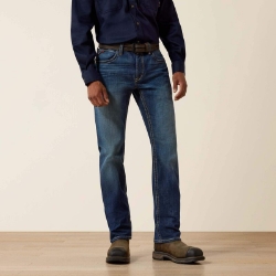 Ariat Mens FR M5 Straight DuraStretch Truckee Stackable Straight Leg Jean - Ryley FR,fire,flame,resistant,retardant,men,boy,mens,boys,pant,pants,jean,jeans,uniform,work,blue,denim