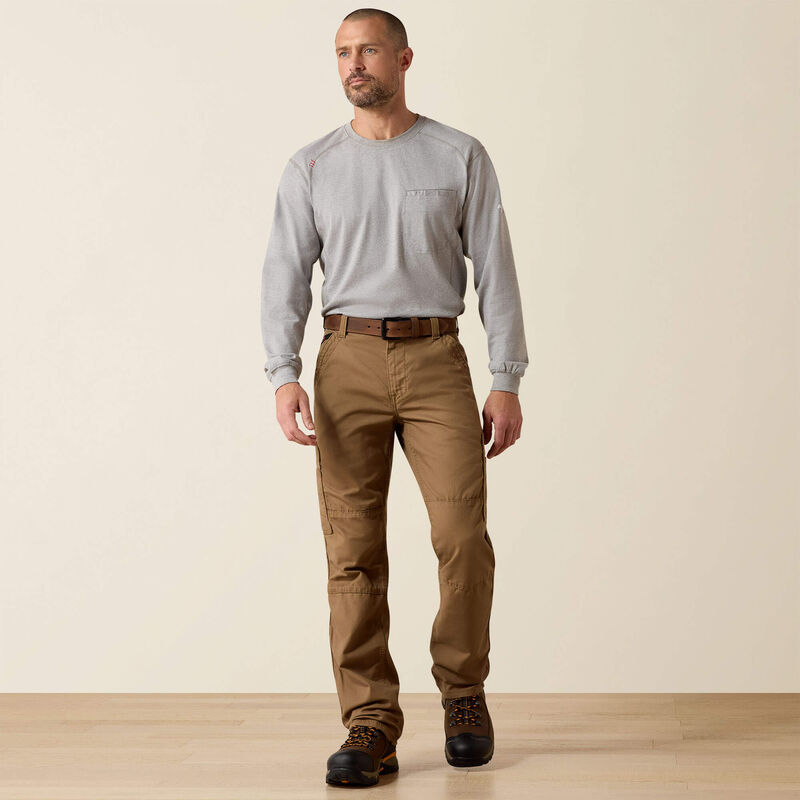Ariat Mens FR M5 Stretch DuraLight Cordura Canvas Stackable Straight Leg Pant - Field Khaki - 10027705-
