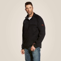 Ariat Mens FR Rev 1/4 Zip Top - Black fr,flame,fire,resistant,retardant,men,mens,boy,boys,jacket,coat,hoodie,sweatshirt,sweater,pull,dark,black,iron,metal,quater,zip