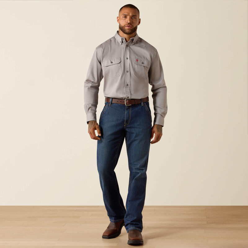 Ariat Mens FR Solid Work Shirt - Silver Fox - 10012253-