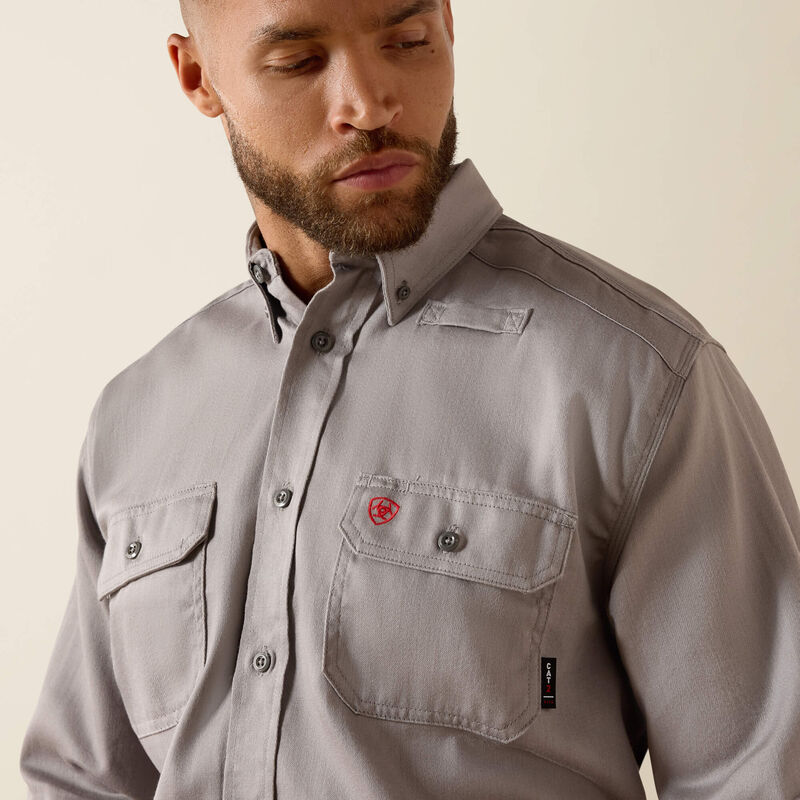 Ariat Mens FR Solid Work Shirt - Silver Fox - 10012253-