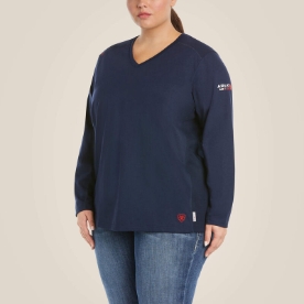 Ariat Womens FR AC Crew Top - Navy
