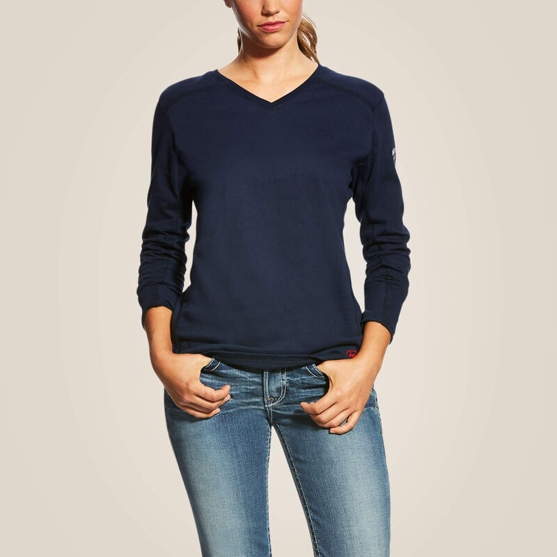 Ariat Women's FR AC Crew Top - Navy - 10022698-