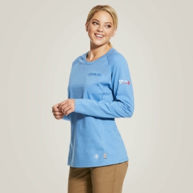 Ariat Women's FR Air Crew T-Shirt - Steel Blue 