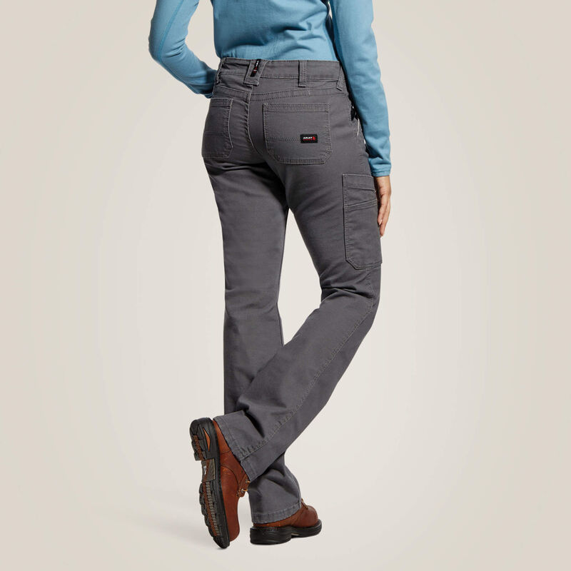 Ariat Womens FR Stretch DuraLight Canvas Stackable Straight Leg Pant - Grey - 10030254-
