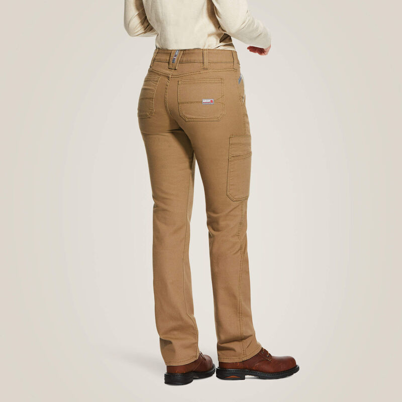 Ariat Women's FR Stretch DuraLight Canvas Stackable Straight Leg Pant - Khaki - 10030273-