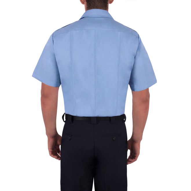 Blauer Mens Short Sleeve Cotton Shirt - Medium Blue - 8421-BL-