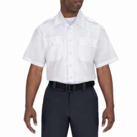 Blauer Mens Short Sleeve Cotton Shirt - White