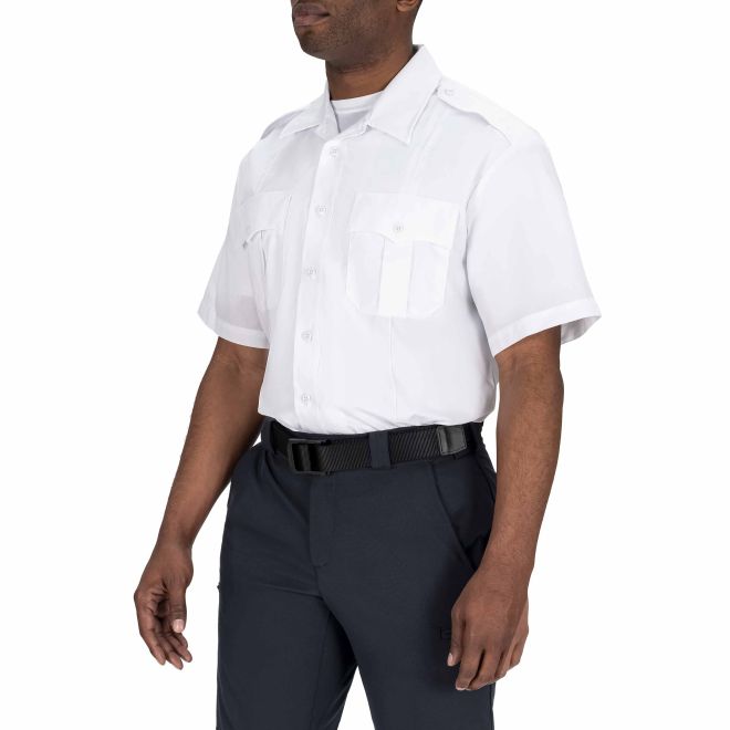 Blauer Mens Short Sleeve Cotton Shirt - White - 8421-WHT-