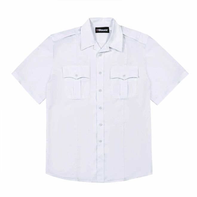 Blauer Mens Short Sleeve Cotton Shirt - White - 8421-WHT-