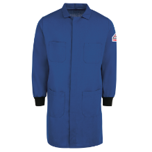 Bulwark Mens 4.5 oz Nomex Lab Coat w/Knit Cuffs - Royal Blue fr,fire,flame,resistant,retardant,men,mens,fire,resistant,lab,coat,labcoat,scientist,engineer,navy,dark,light,royal,blue,indigo