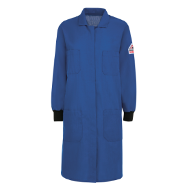 Bulwark Women's 4.5 oz FR Lab Coat with Knit Cuffs - Royal Blue