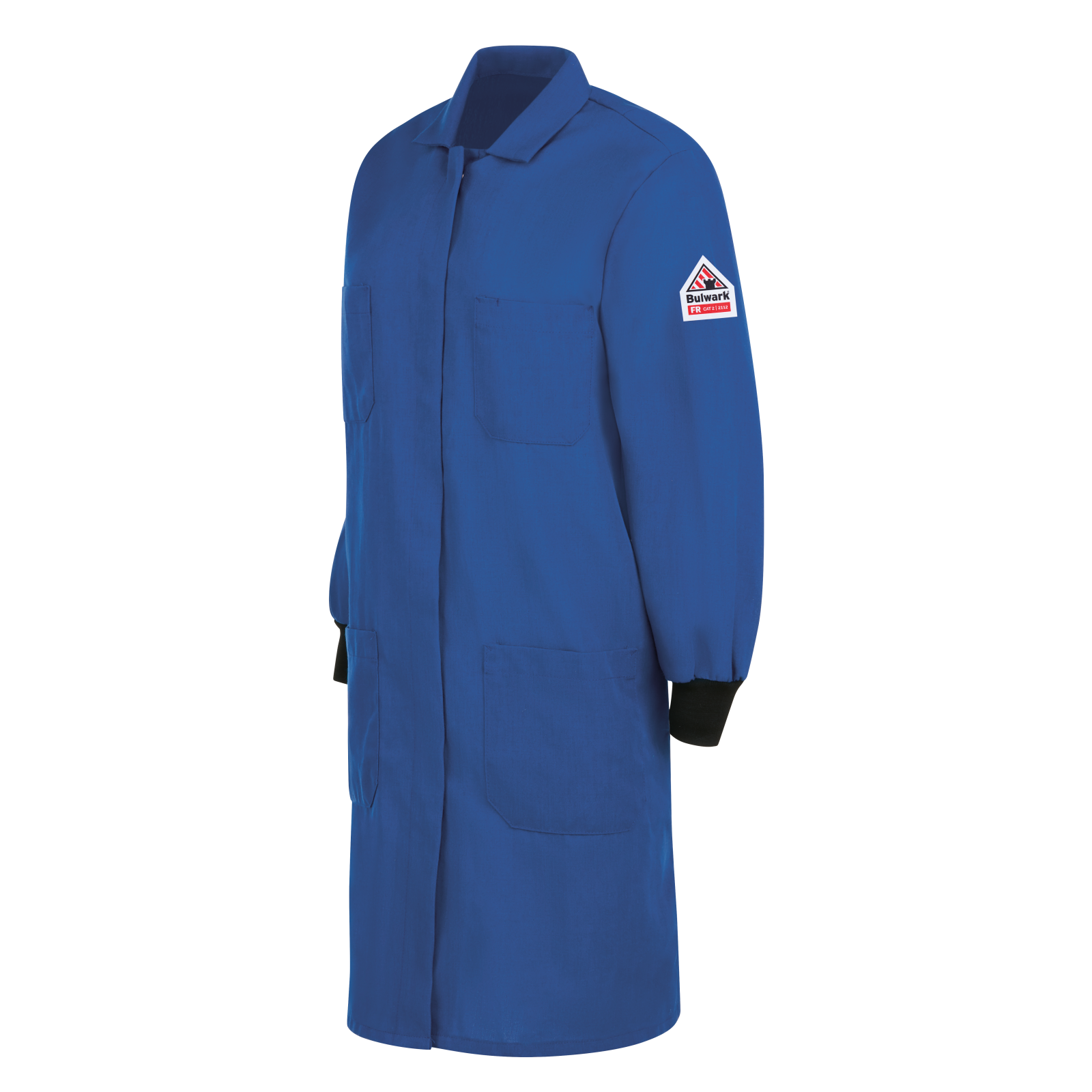 Bulwark Women's 4.5 oz FR Lab Coat with Knit Cuffs - Royal Blue - KNC3RB-