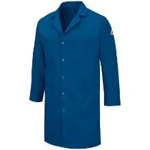 Bulwark Mens 6 oz Nomex Button Front Lab Coat - Royal Blue fr,fire,flame,resistant,retardant,men,mens,fire,resistant,lab,coat,labcoat,scientist,engineer,royal,light,dark,blue,midnight,indigo