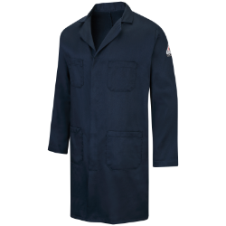 Bulwark Mens FR Concealed Snap-Front Lab Coat - Navy fr,fire,flame,resistant,retardant,men,mens,fire,resistant,lab,coat,labcoat,scientist,engineer,navy,dark,blue,midnight,indigo