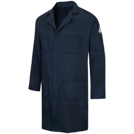 Bulwark Mens FR Concealed Snap-Front Lab Coat - Navy