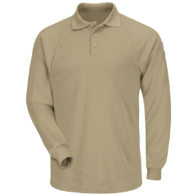 Bulwark Men's Classic Lightweight FR Long Sleeve Polo - Khaki