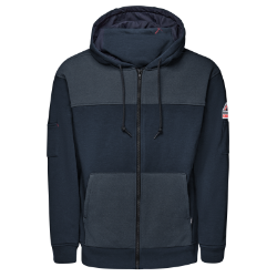Bulwark Mens FR Full Zip Hoodie with Face Mask - Navy winterwear,outerwear,fr,flame,fire,resistant,men,mens,boy,boys,jacket,coat,hoodie,sweatshirt,sweater,zipper,zip,front,dark,blue,navy,midnight