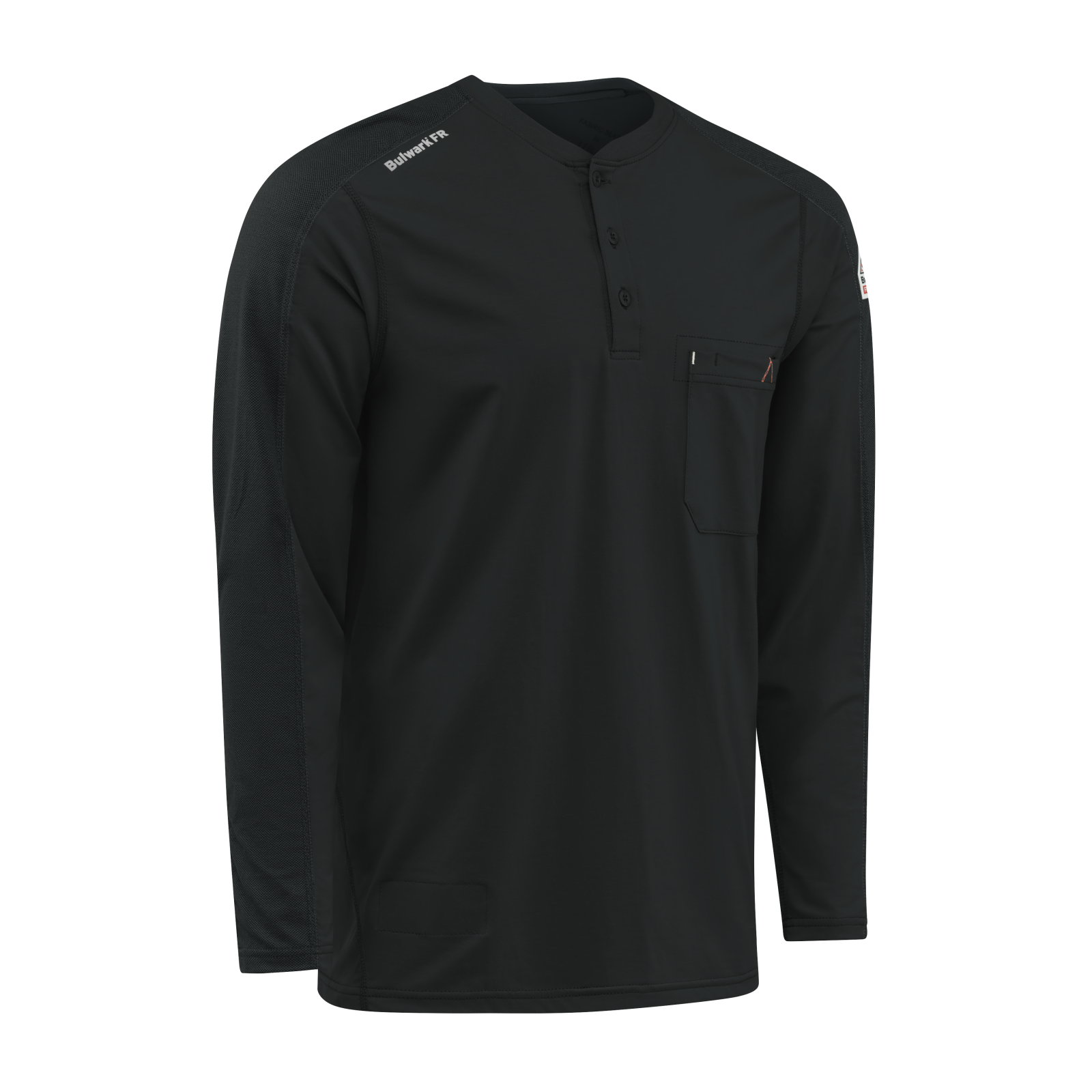 Bulwark Mens Flex Knit Henley - Black - STL2BK-