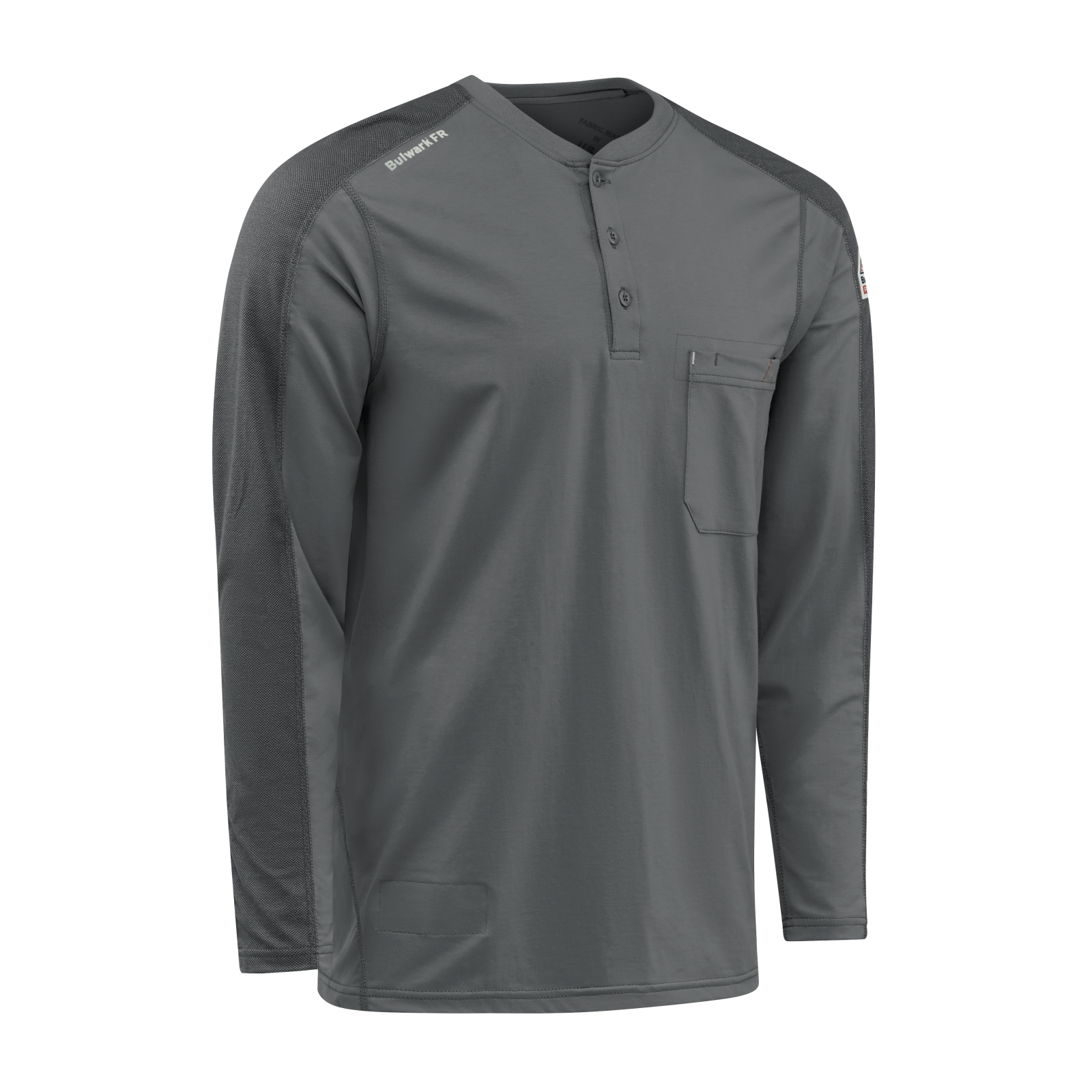 Bulwark Mens Flex Knit Henley - Charcoal - STL2CH-