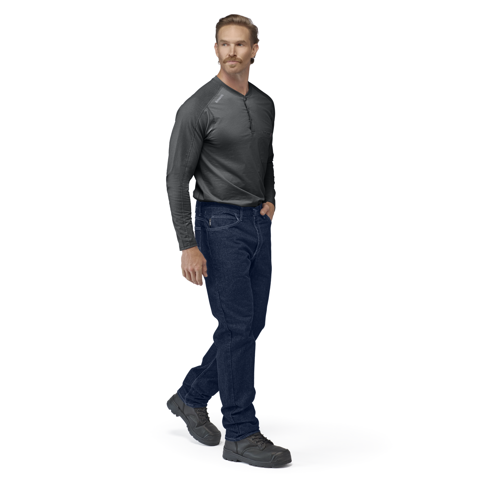 Bulwark Mens Flex Knit Henley - Charcoal - STL2CH-