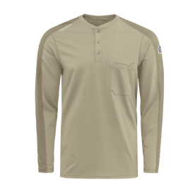 Bulwark Mens Flex Knit Henley - Khaki