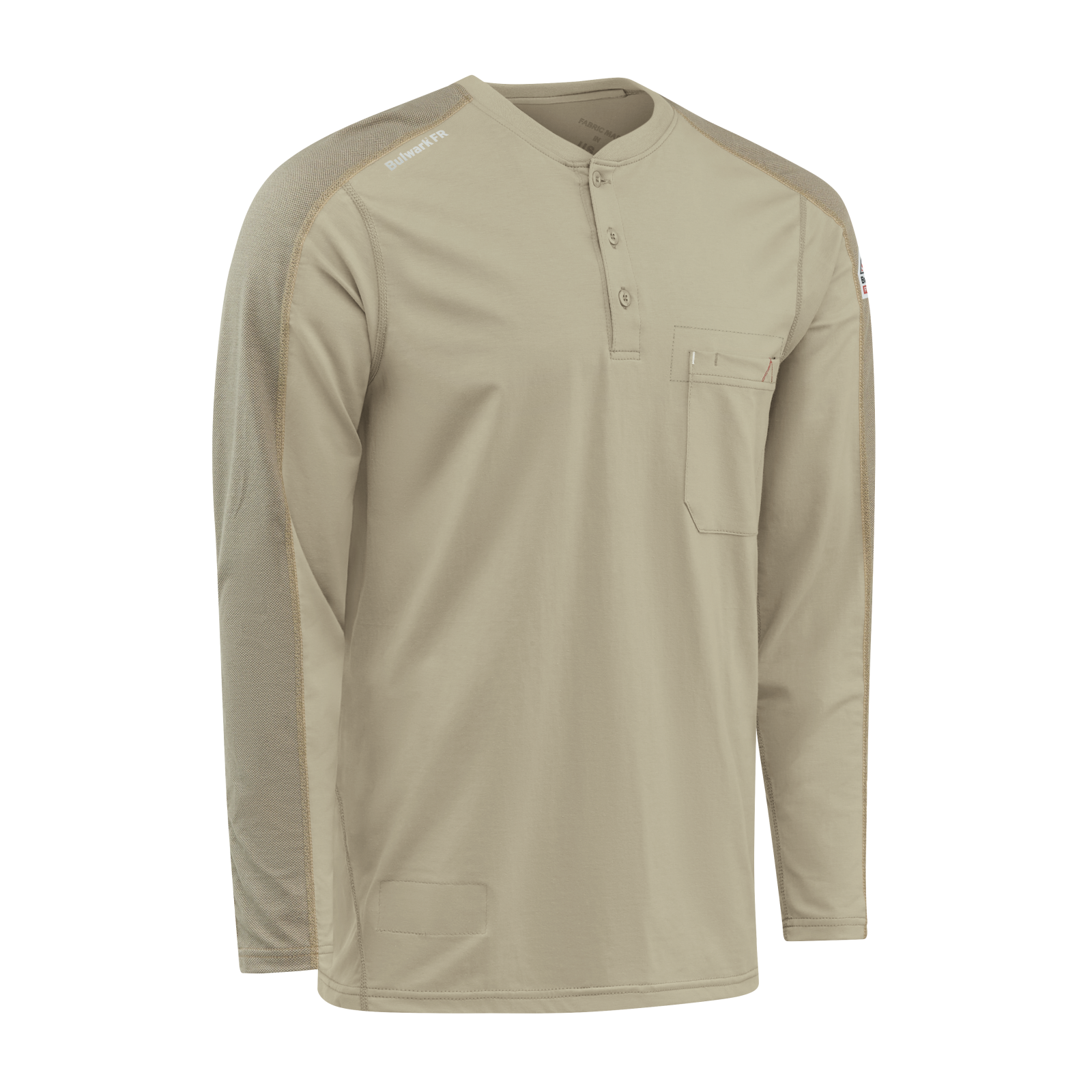 Bulwark Mens Flex Knit Henley - Khaki - STL2KH-