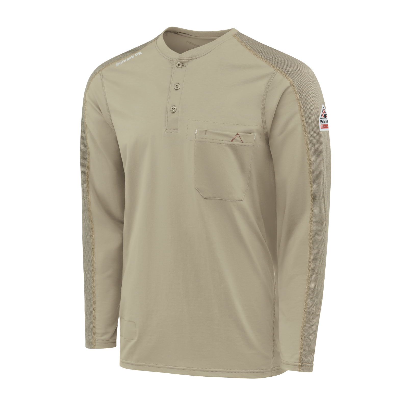 Bulwark Mens Flex Knit Henley - Khaki - STL2KH-