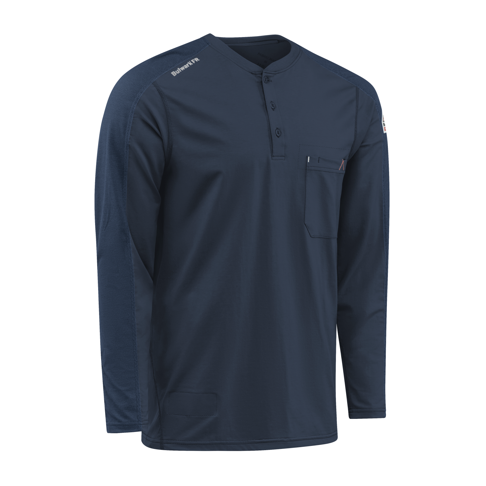 Bulwark Mens Flex Knit Henley - Navy - STL2NV-
