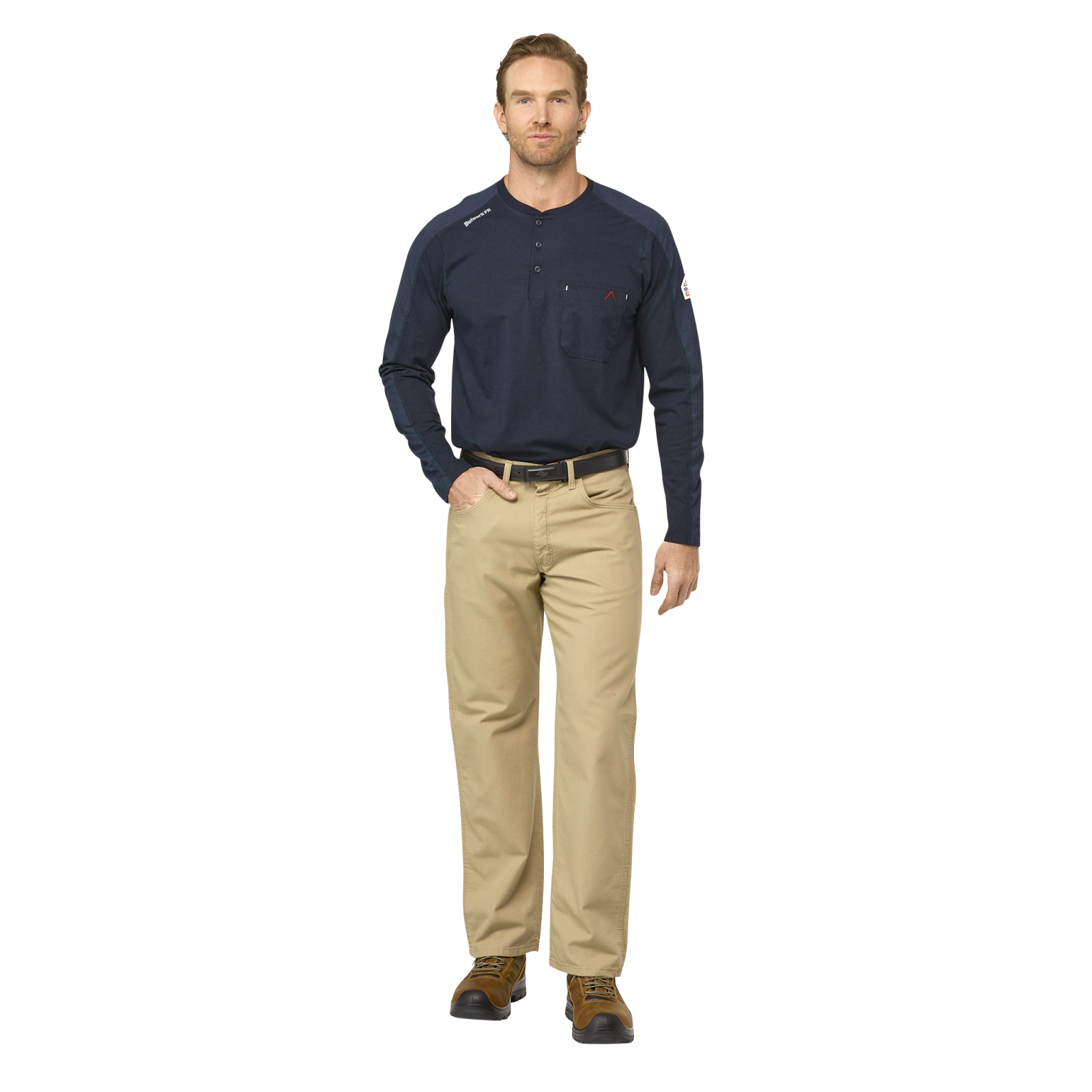Bulwark Mens Flex Knit Henley - Navy - STL2NV-