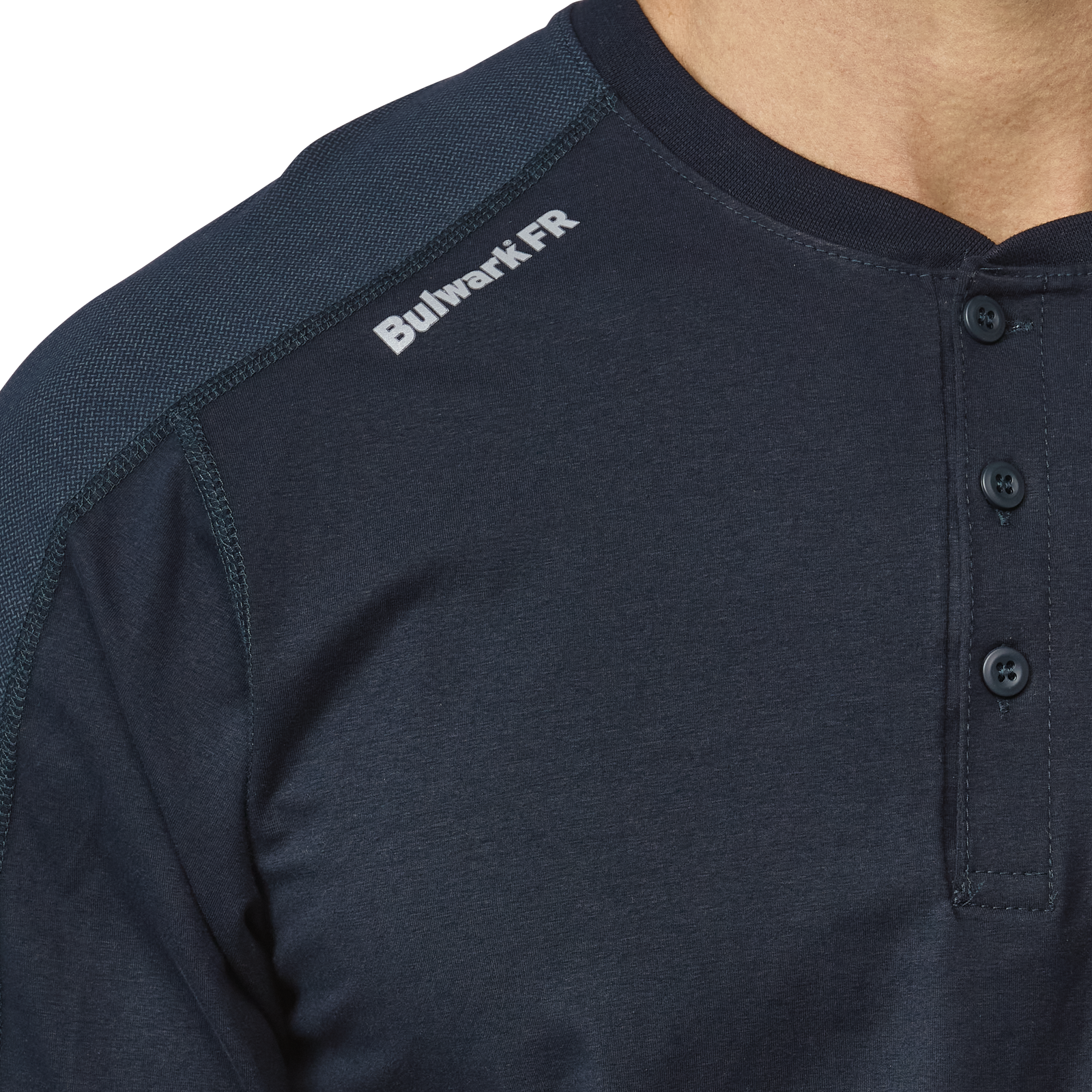 Bulwark Mens Flex Knit Henley - Navy - STL2NV-