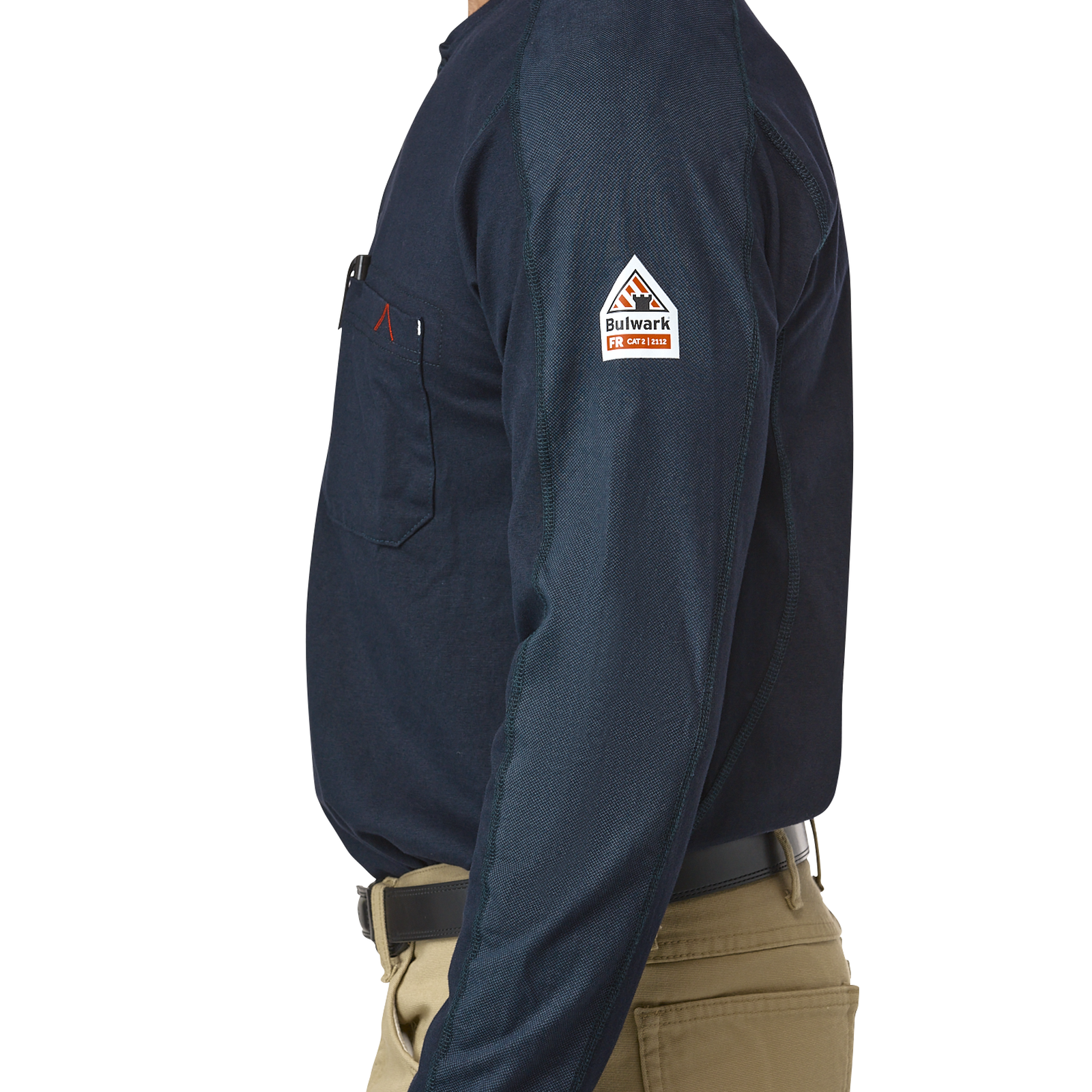 Bulwark Mens Flex Knit Henley - Navy - STL2NV-