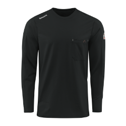 Bulwark Mens Flex Knit Tee - Black FR,flame,fire,resistant,retardant,men,mens,boy,boys,top,shirt,solid,crew,neck,tee,t-shirt,long,sleeve,dark,black