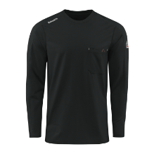 Bulwark Mens Flex Knit Tee - Black FR,flame,fire,resistant,retardant,men,mens,boy,boys,top,shirt,solid,crew,neck,tee,t-shirt,long,sleeve,dark,black