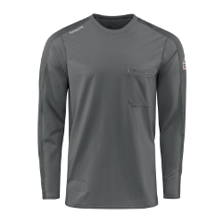 Bulwark Mens Flex Knit Tee - Charcoal FR,flame,fire,resistant,retardant,men,mens,boy,boys,shirt,solid,crew,neck,top,tee,t-shirt,long,sleeve,dark,light,grey,gray,charcoal,silver,iron,metal
