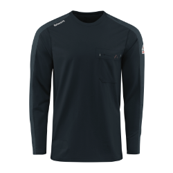 Bulwark Mens Flex Knit Tee - Navy FR,flame,fire,resistant,retardant,men,mens,boy,boys,shirt,solid,crew,neck,tee,top,t-shirt,long,sleeve,dark,blue,navy,midnight,indigo