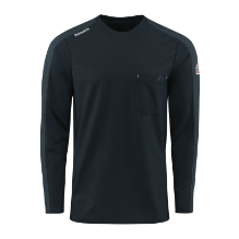 Bulwark Mens Flex Knit Tee - Navy FR,flame,fire,resistant,retardant,men,mens,boy,boys,shirt,solid,crew,neck,tee,top,t-shirt,long,sleeve,dark,blue,navy,midnight,indigo