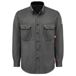 Bulwark Mens IQ SERIES Comfort Woven Lightweight FR Shirt - Dark Gray FR,flame,fire,resistant,retardant,men,mens,boy,boys,shirt,solid,uniform,collar,collared,neck,uniform,long,sleeve,dark,gray,grey,iron,metal,charcoal,black