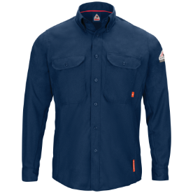 Bulwark Mens IQ Series Comfort Woven Lightweight FR Shirt - Navy