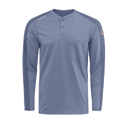 Bulwark Mens Flex Knit Henley - Light Blue FR,flame,fire,resistant,retardant,men,mens,boy,boys,shirt,solid,crew,neck,long,sleeve,light,blue,sky