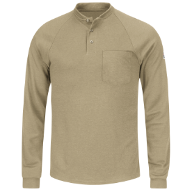 Bulwark Mens Lightweight FR Henley - Khaki