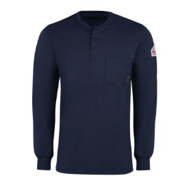 Bulwark Men's Lightweight FR Long Sleeve Henley - Navy