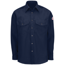 Bulwark Mens Lightweight Nomex FR Snap-Front Shirt - Navy