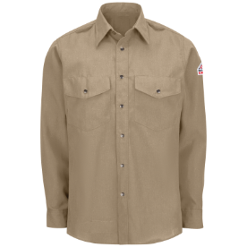 Bulwark Mens Lightweight Nomex FR Snap-Front Shirt - Tan