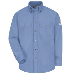 Bulwark Mens Midweight FR Dress Uniform Shirt - Light Blue fr,fire,flame,resistant,retardant,men,mens,boy,boys,shirt,solid,uniform,dress,light,blue,sky,baby